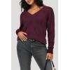 image:imageArachampCloz Womens Soft V Neck Long Sleeve Fall Casual Regular Fit Sweater TopsDark Purplish Red