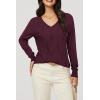 image:imageArachampCloz Womens Soft V Neck Long Sleeve Fall Casual Regular Fit Sweater TopsDark Purplish Red