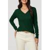 image:imageArachampCloz Womens Soft V Neck Long Sleeve Fall Casual Regular Fit Sweater TopsGreen
