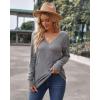 image:imageArachampCloz Womens Soft V Neck Long Sleeve Fall Casual Regular Fit Sweater TopsGrey