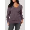 image:imageArachampCloz Womens Soft V Neck Long Sleeve Fall Casual Regular Fit Sweater TopsGrey Purple