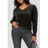 image:imageArachampCloz Womens Soft V Neck Long Sleeve Fall Casual Regular Fit Sweater TopsHeather Black