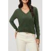 image:imageArachampCloz Womens Soft V Neck Long Sleeve Fall Casual Regular Fit Sweater TopsHeather Green
