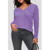image:imageArachampCloz Womens Soft V Neck Long Sleeve Fall Casual Regular Fit Sweater TopsLilac