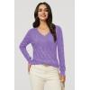 image:imageArachampCloz Womens Soft V Neck Long Sleeve Fall Casual Regular Fit Sweater TopsLilac