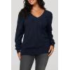 image:imageArachampCloz Womens Soft V Neck Long Sleeve Fall Casual Regular Fit Sweater TopsNavy