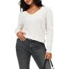 image:imageArachampCloz Womens Soft V Neck Long Sleeve Fall Casual Regular Fit Sweater TopsOffwhite