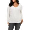 image:imageArachampCloz Womens Soft V Neck Long Sleeve Fall Casual Regular Fit Sweater TopsOffwhite