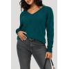 image:imageArachampCloz Womens Soft V Neck Long Sleeve Fall Casual Regular Fit Sweater TopsPeacock Green 02