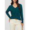 image:imageArachampCloz Womens Soft V Neck Long Sleeve Fall Casual Regular Fit Sweater TopsPeacock Green 02