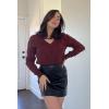 image:imageArachampCloz Womens Soft V Neck Long Sleeve Fall Casual Regular Fit Sweater TopsPurplish Red
