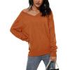 image:imageArachampCloz Womens Soft V Neck Long Sleeve Fall Casual Regular Fit Sweater TopsRed Caramel