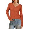 image:imageArachampCloz Womens Soft V Neck Long Sleeve Fall Casual Regular Fit Sweater TopsRust