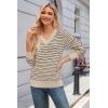 image:imageArachampCloz Womens Soft V Neck Long Sleeve Fall Casual Regular Fit Sweater TopsStriped Apricot Black