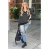 image:imageArachampCloz Womens Soft V Neck Long Sleeve Fall Casual Regular Fit Sweater TopsStriped Black White