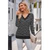image:imageArachampCloz Womens Soft V Neck Long Sleeve Fall Casual Regular Fit Sweater TopsStriped Black White