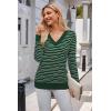 image:imageArachampCloz Womens Soft V Neck Long Sleeve Fall Casual Regular Fit Sweater TopsStriped Green White