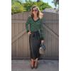 image:imageArachampCloz Womens Soft V Neck Long Sleeve Fall Casual Regular Fit Sweater TopsStriped Green White