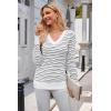 image:imageArachampCloz Womens Soft V Neck Long Sleeve Fall Casual Regular Fit Sweater TopsStriped White Black