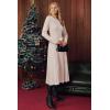 image:imageArachampCloz Womens Wool Blend Mock Neck Tie Waist Fall Winter Pleated Sweater Dress 2026Apricot