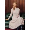 image:imageArachampCloz Womens Wool Blend Mock Neck Tie Waist Fall Winter Pleated Sweater Dress 2026Apricot