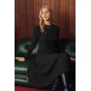 image:imageArachampCloz Womens Wool Blend Mock Neck Tie Waist Fall Winter Pleated Sweater Dress 2026Black