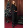 image:imageArachampCloz Womens Wool Blend Mock Neck Tie Waist Fall Winter Pleated Sweater Dress 2026Black