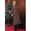 image:imageArachampCloz Womens Wool Blend Mock Neck Tie Waist Fall Winter Pleated Sweater Dress 2026Coffee