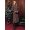image:imageArachampCloz Womens Wool Blend Mock Neck Tie Waist Fall Winter Pleated Sweater Dress 2026Coffee