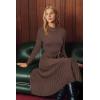 image:imageArachampCloz Womens Wool Blend Mock Neck Tie Waist Fall Winter Pleated Sweater Dress 2026Coffee