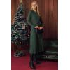 image:imageArachampCloz Womens Wool Blend Mock Neck Tie Waist Fall Winter Pleated Sweater Dress 2026Green