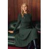 image:imageArachampCloz Womens Wool Blend Mock Neck Tie Waist Fall Winter Pleated Sweater Dress 2026Green
