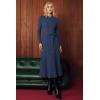 image:imageArachampCloz Womens Wool Blend Mock Neck Tie Waist Fall Winter Pleated Sweater Dress 2026Navy