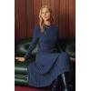 image:imageArachampCloz Womens Wool Blend Mock Neck Tie Waist Fall Winter Pleated Sweater Dress 2026Navy