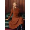 image:imageArachampCloz Womens Wool Blend Mock Neck Tie Waist Fall Winter Pleated Sweater Dress 2026Rust