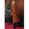image:imageArachampCloz Womens Wool Blend Mock Neck Tie Waist Fall Winter Pleated Sweater Dress 2026Rust