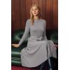 image:imageArachampCloz Womens Wool Blend Mock Neck Tie Waist Fall Winter Pleated Sweater Dress 2026Taupe