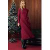 image:imageArachampCloz Womens Wool Blend Mock Neck Tie Waist Fall Winter Pleated Sweater Dress 2026Wine Red