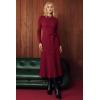 image:imageArachampCloz Womens Wool Blend Mock Neck Tie Waist Fall Winter Pleated Sweater Dress 2026Wine Red
