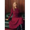 image:imageArachampCloz Womens Wool Blend Mock Neck Tie Waist Fall Winter Pleated Sweater Dress 2026Wine Red