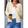 image:imageArachampCloz Womens Wool Blend Puff Sleeve Fall Cable Knit Cardigan Sweaters 2025Beige