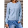 image:imageArachampCloz Womens Wool Blend Puff Sleeve Fall Cable Knit Cardigan Sweaters 2025Blue