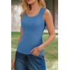 image:imageArachampCloz Womens Wool Blend Square Neck Spring Summer Basic Slim Fitted Tank Tops 2026Lake Blue