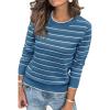 image:imageArachampCloz Womens Soft Knit Sweater Fall Dressy Casual Pullover TopsStriped Blue White