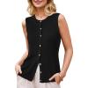 image:imageArachampCloz Womens Wool Blend Non See Through Button Down Business Casual Tank Tops 2026Black