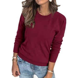 image:imageArachampCloz Womens Soft Knit Sweater Fall Dressy Casual Pullover TopsAdark Red
