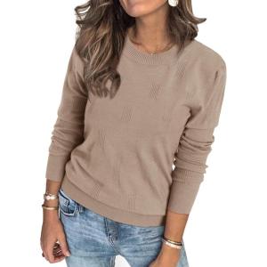 image:imageArachampCloz Womens Soft Knit Sweater Fall Dressy Casual Pullover TopsAdeep Apricot