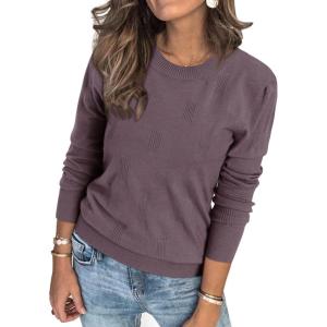 image:imageArachampCloz Womens Soft Knit Sweater Fall Dressy Casual Pullover TopsAgray Purple