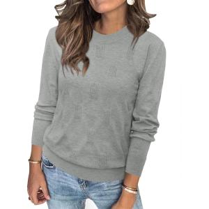 image:imageArachampCloz Womens Soft Knit Sweater Fall Dressy Casual Pullover TopsAlight Grey