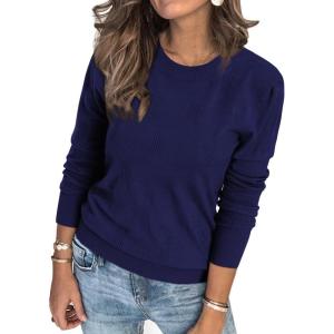 image:imageArachampCloz Womens Soft Knit Sweater Fall Dressy Casual Pullover TopsAnavy